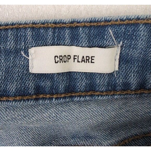 William Rast Crop Flare Jeans Womens 27 Blue Frayed Hem Stretchy Festival Boho - Picture 7 of 12
